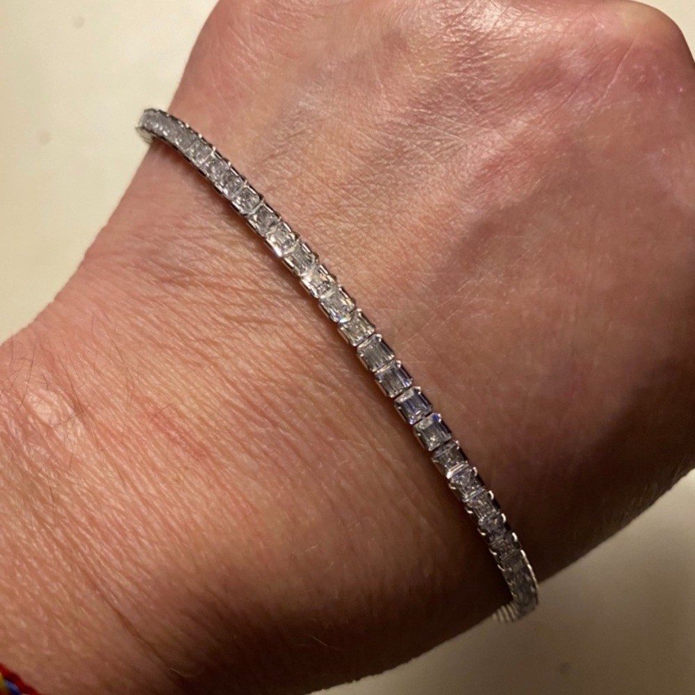 7CT Square Radiant Cut Lab Created Diamond Solid 925 Sterling Silver Bracelet